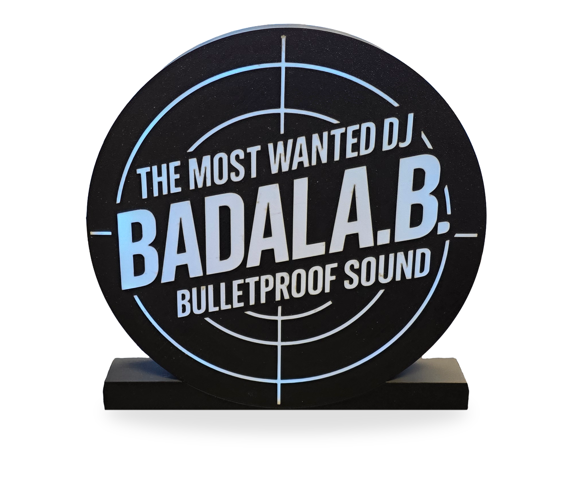 Round DJ lightbox with target graphic