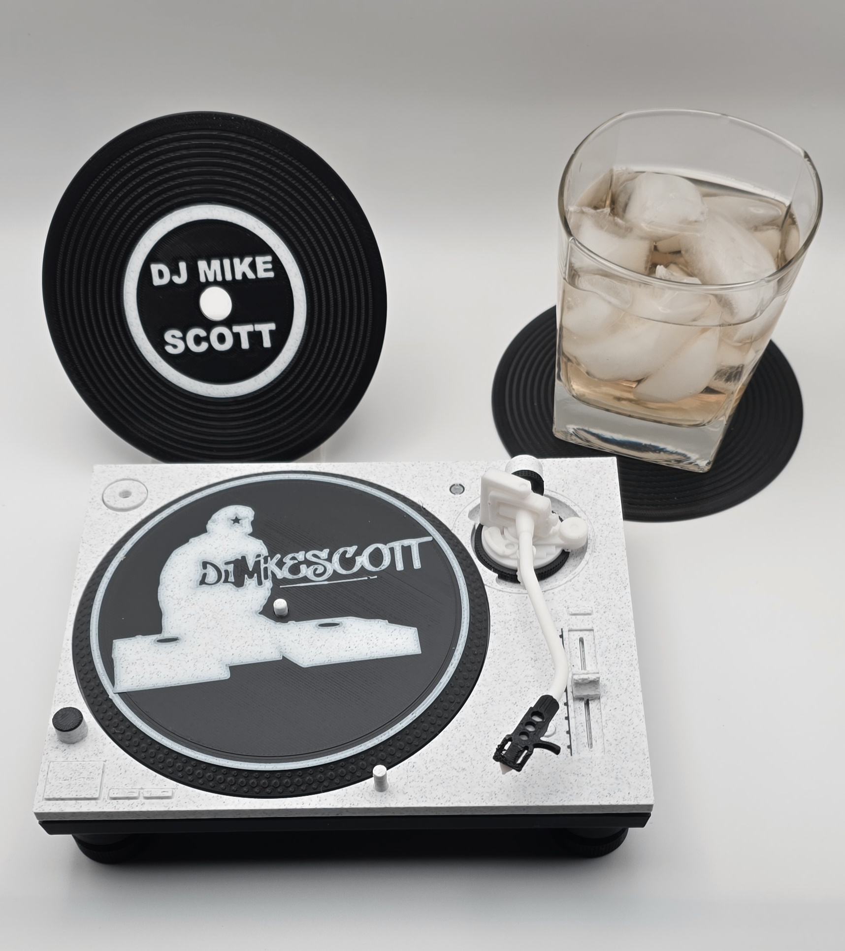 Custom DJ-themed drink coasters
