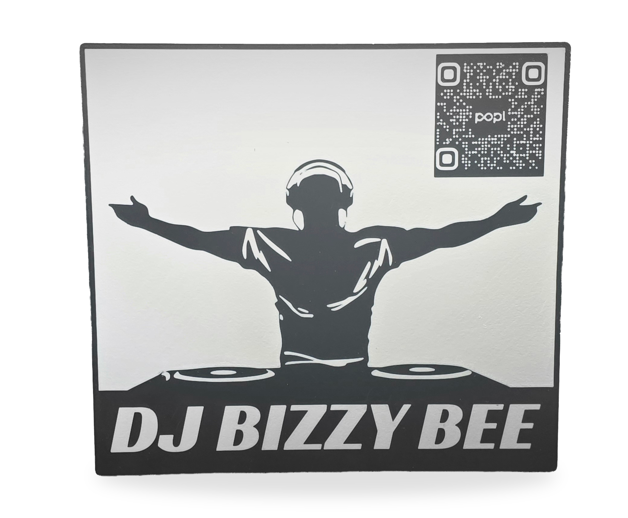 DJ Bizzy Bee lightbox with QR code