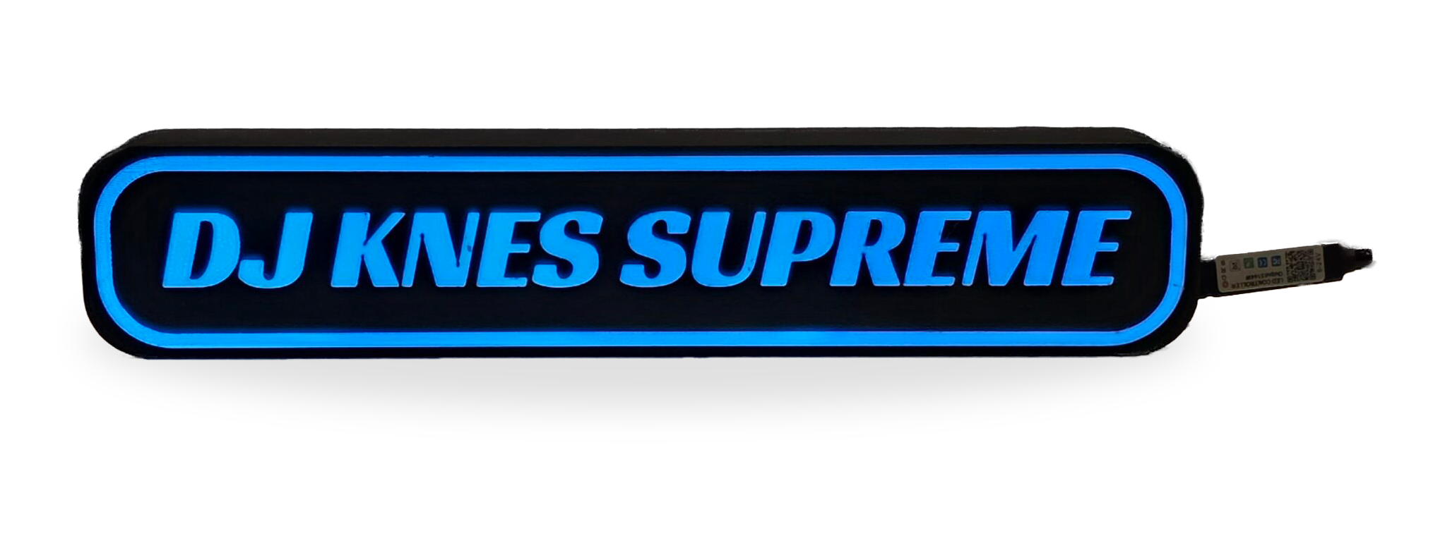 DJ Knes Supreme lightbox with blue glow