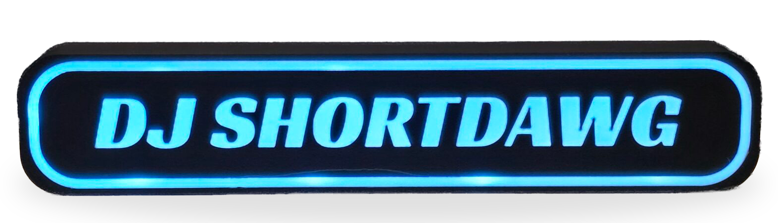 DJ Shortdawg lightbox with bright blue glow
